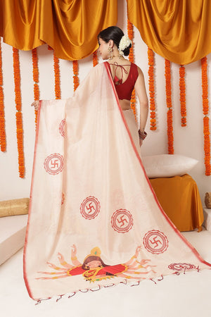 Beige Abstract Printed Cotton Blend Saree (SZ-DGDEVI1-3275)