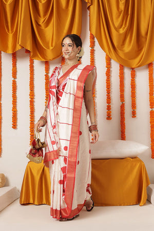 White Floral Printed Art Silk Saree (SZ-DGDEVI2-3277)