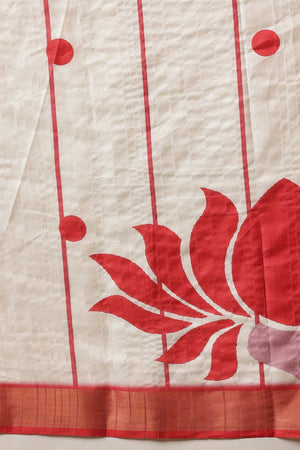 White Floral Printed Art Silk Saree (SZ-DGDEVI2-3277)