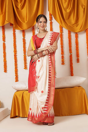 Beige Floral Printed Art Silk Saree (SZ-DGDEVI2-3278)