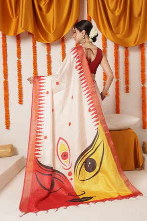 Beige Floral Printed Art Silk Saree (SZ-DGDEVI2-3278)