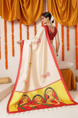 Beige Floral Printed Art Silk Saree (SZ-DGDEVI3-3282)