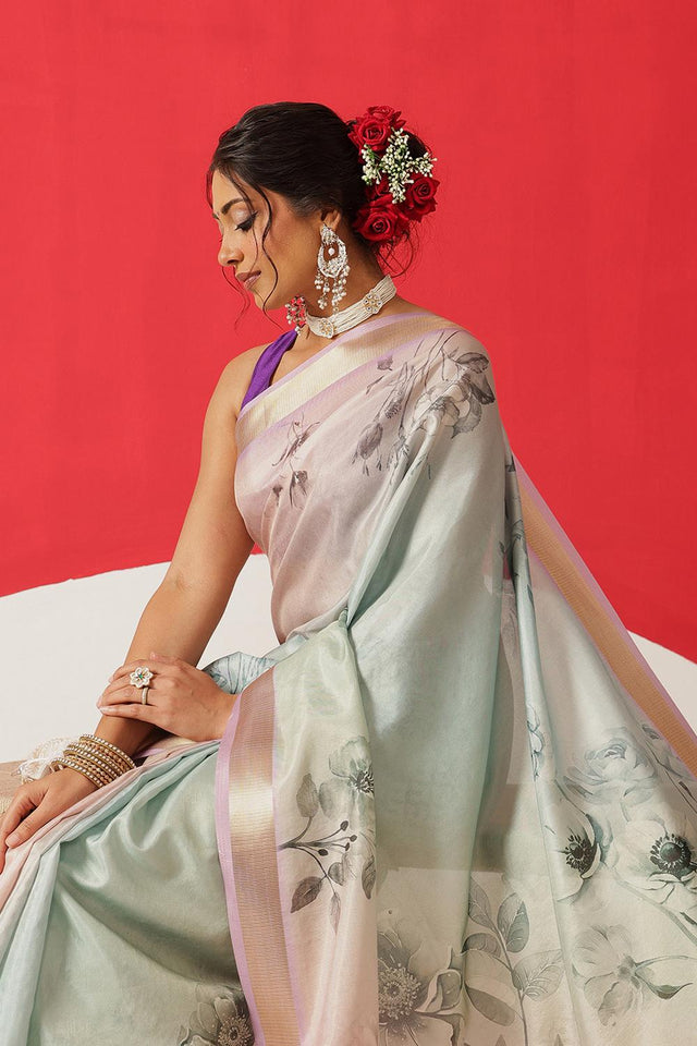 Multi Color Printed Tissue Saree (SZ-DGDOLPHIN-3055)