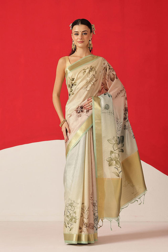 Multi Color Printed Tissue Saree (SZ-DGDOLPHIN-3056)