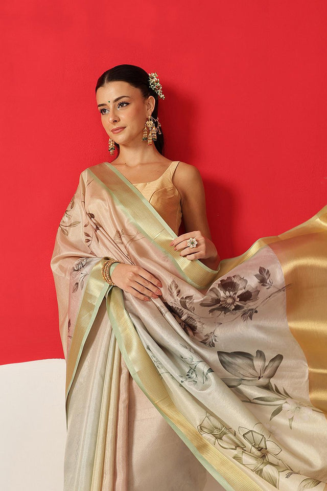 Multi Color Printed Tissue Saree (SZ-DGDOLPHIN-3056)