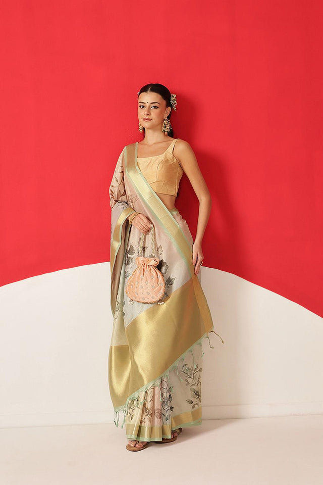 Multi Color Printed Tissue Saree (SZ-DGDOLPHIN-3056)