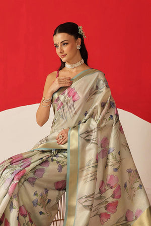 Multi Color Printed Tissue Saree (SZ-DGDOLPHIN-3057)