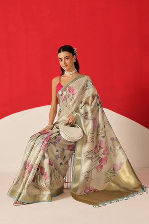 Multi Color Printed Tissue Saree (SZ-DGDOLPHIN-3057)