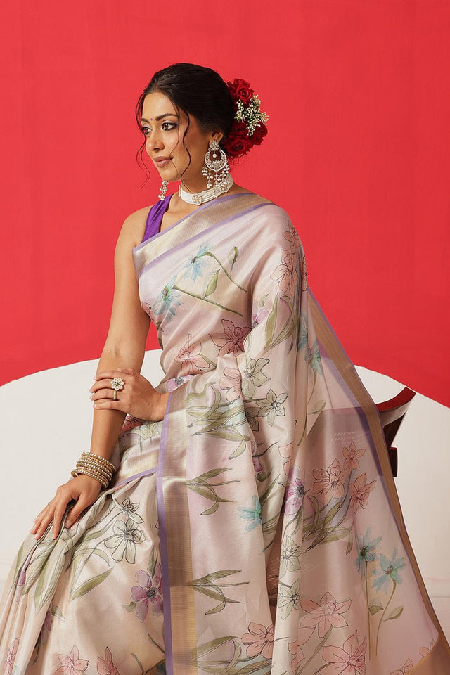 Multi Color Printed Tissue Saree (SZ-DGDOLPHIN-3058)
