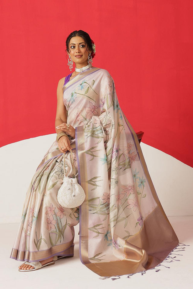 Multi Color Printed Tissue Saree (SZ-DGDOLPHIN-3058)