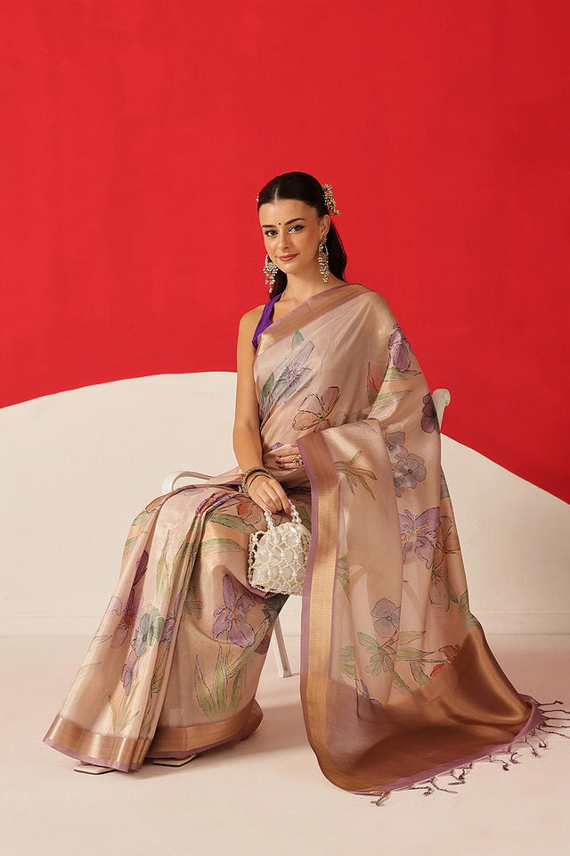 Multi Color Printed Tissue Saree (SZ-DGDOLPHIN-3060)