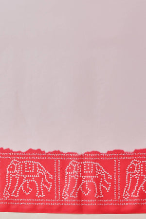 White Bandhani Printed Georgette Saree