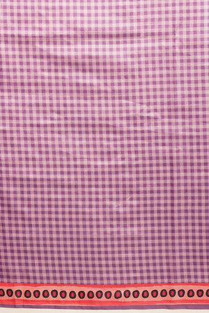 Lavender Checkered Printed Silk Saree (SZ-DGGIA-LV-3220)