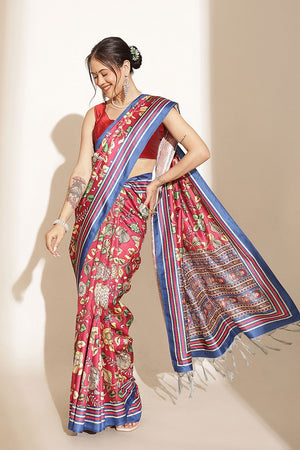 Pink Kalamkari Printed Silk Saree (SZ-DGGIA-PN-3221)