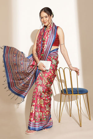 Pink Kalamkari Printed Silk Saree (SZ-DGGIA-PN-3221)