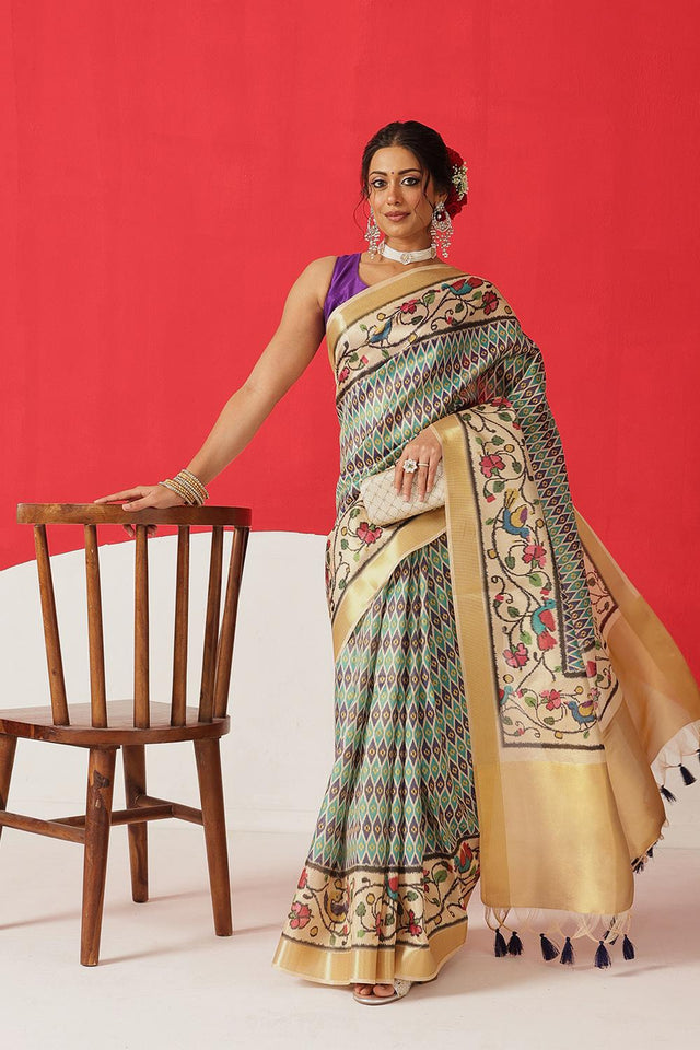 Multi Color Printed Tissue Saree (SZ-DGHINA-3061)
