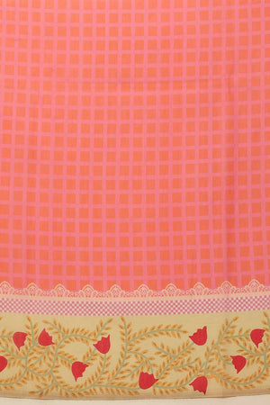 Red  Abstract Printed Cotton  Saree