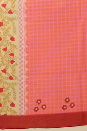 Red  Abstract Printed Cotton  Saree