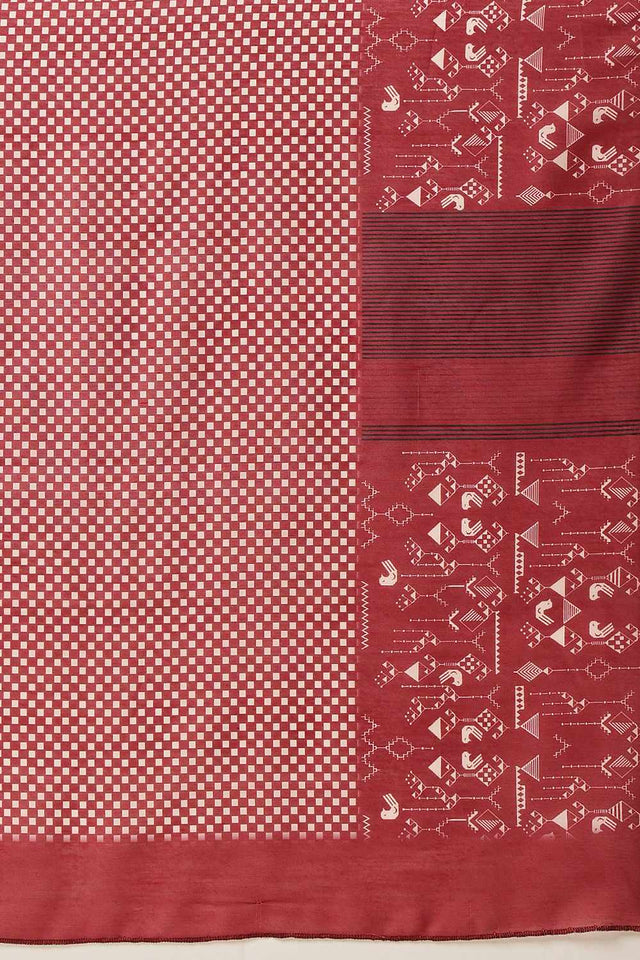 Pink  Abstract Printed Cotton  Saree