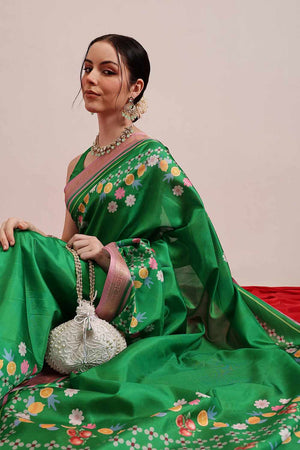 Yellow  Abstract Printed Cotton  Saree