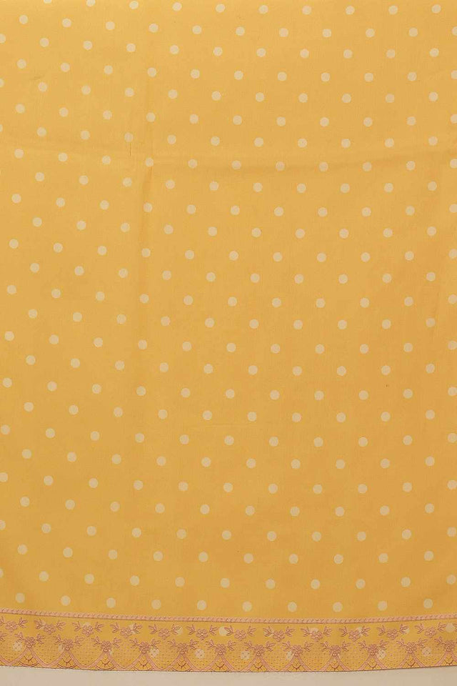 Yellow Printed Cotton  Saree