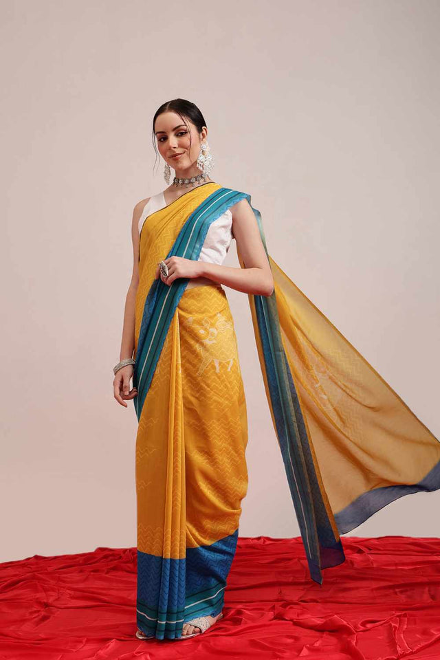 Pink  Abstract Printed Cotton  Saree