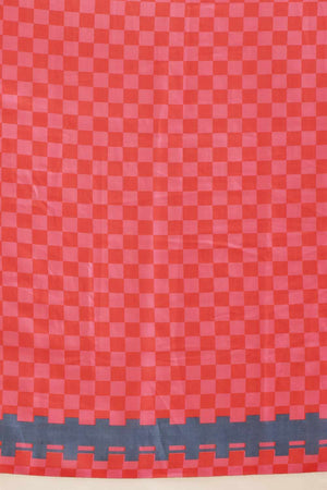 Red Printed Cotton  Saree