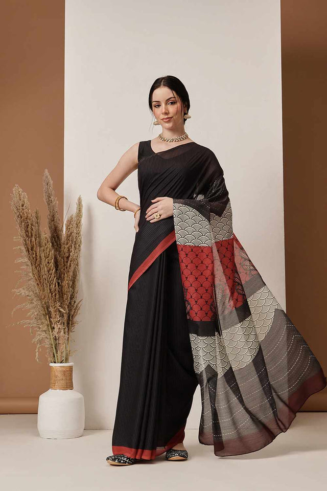 Yellow  Abstract Printed Cotton  Saree