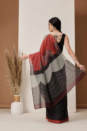 Yellow  Abstract Printed Cotton  Saree