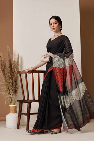 Yellow  Abstract Printed Cotton  Saree