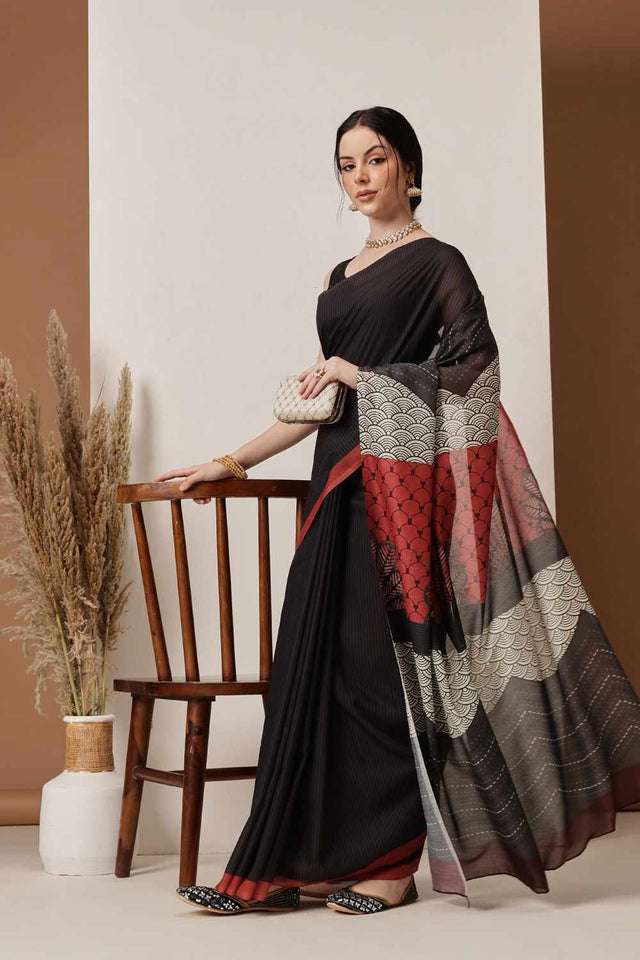 Yellow  Abstract Printed Cotton  Saree