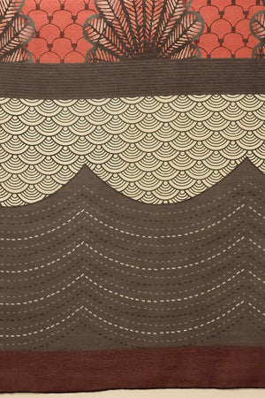 Yellow  Abstract Printed Cotton  Saree