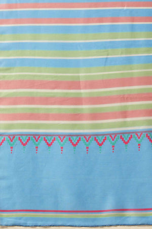 Blue Leheriya Printed Malmal Cotton Saree