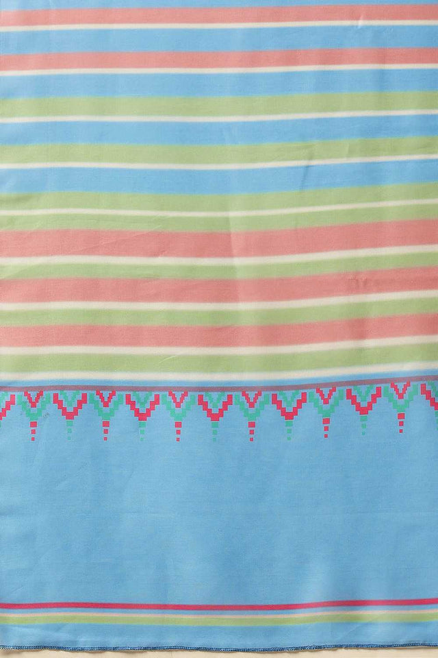 Blue Leheriya Printed Malmal Cotton Saree