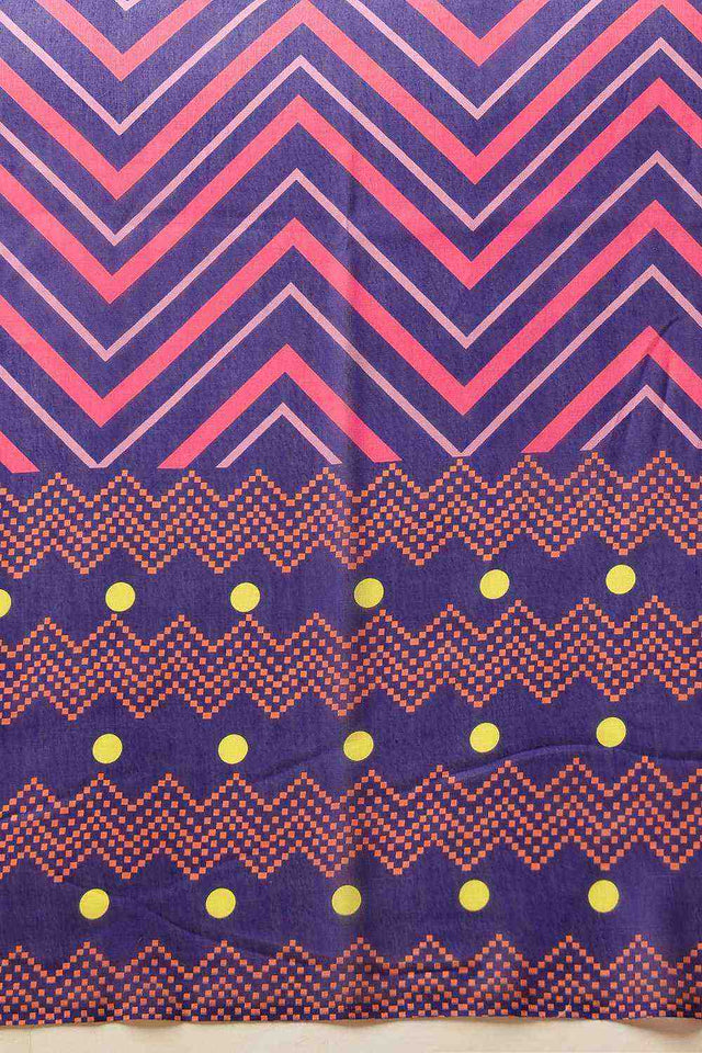 Multi Color Abstract Printed Malmal Cotton Saree