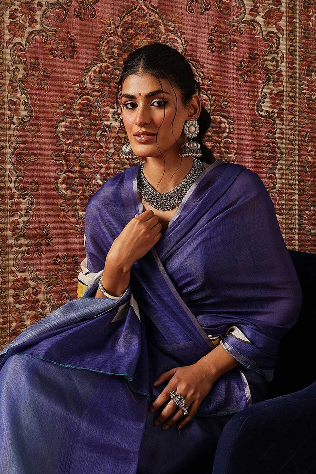 Yellow Floral Printed Tissue Saree