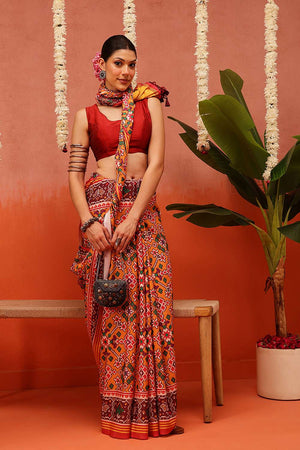 Multi Color Digital Printed Soft Silk Saree