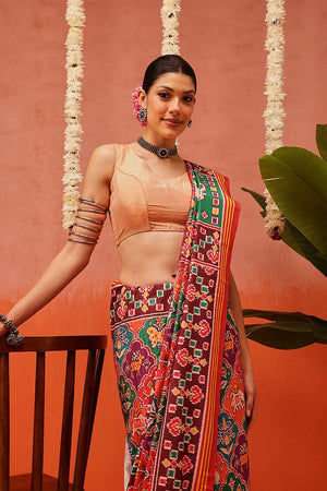 Multi Color Digital Printed Soft Silk Saree