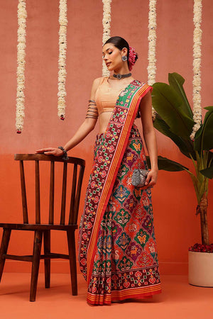 Multi Color Digital Printed Soft Silk Saree