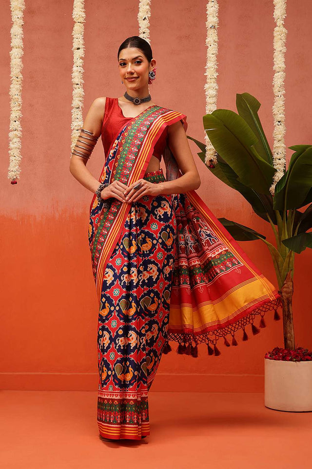 Multi Color Digital Printed Soft Silk Saree