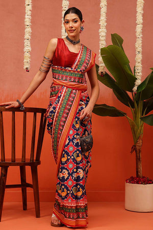 Multi Color Digital Printed Soft Silk Saree