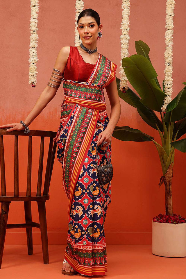 Multi Color Digital Printed Soft Silk Saree