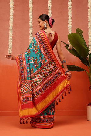 Multi Color Digital Printed Soft Silk Saree