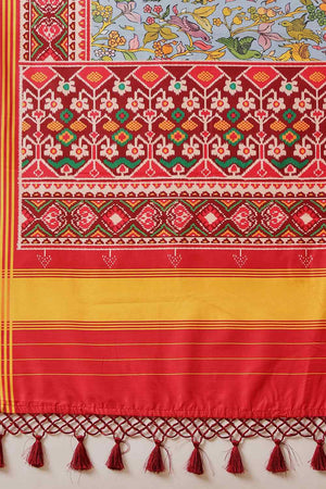 Multi Color Floral Printed Silk Saree