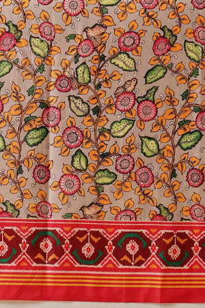 Multi Color Floral Printed Silk Saree