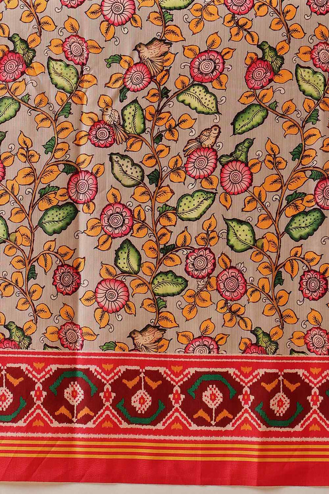 Multi Color Floral Printed Silk Saree