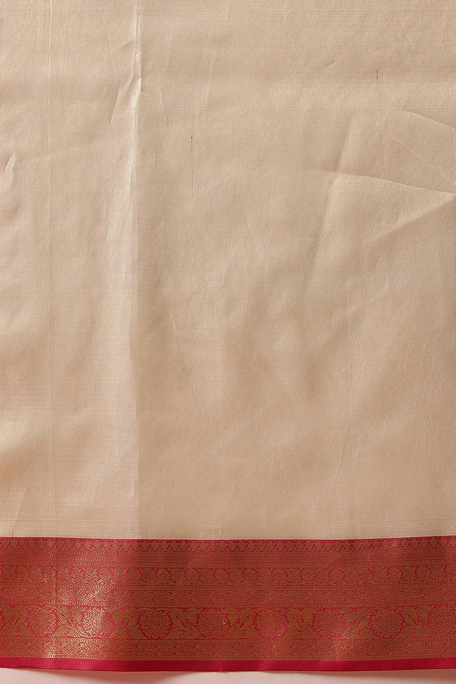 Beige Solid Tissue Saree
