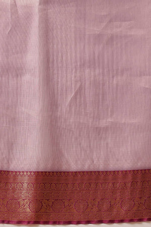 Violet Solid Tissue Saree