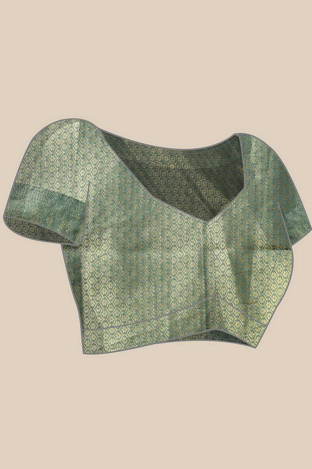 Rust Floral Printed Tissue Silk Saree