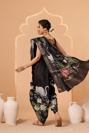 Black Floral Printed Art Silk Saree (SZ-DGKASHVI-BL-2994)